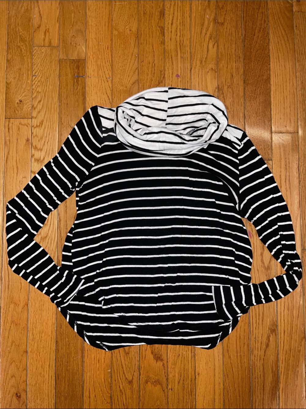 Striped Black and White Long-Sleeve Boatneck Top